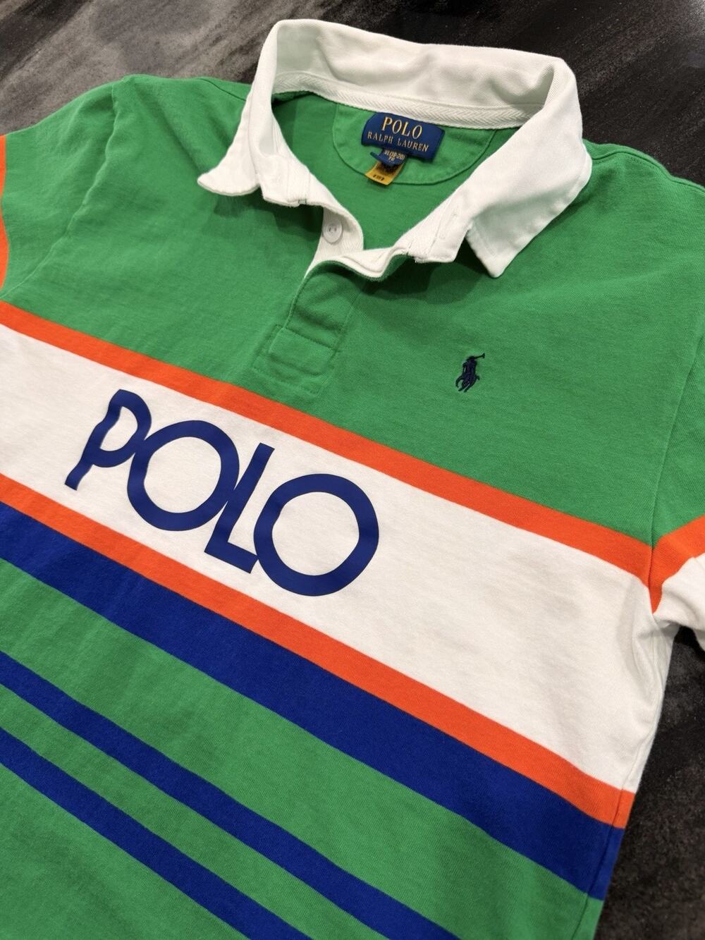 Polo Ralph Lauren Boys XL Rugby Shirt Big POLO Logo Striped Preppy Sport Classic